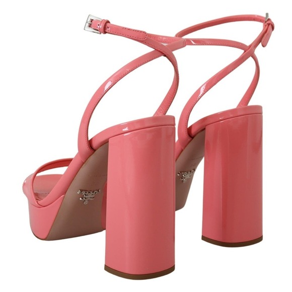 NEW Prada Patent Leather Platform Ankle Strap Sandal Heels Pink US 7.5 / EU 38 - Picture 3 of 8